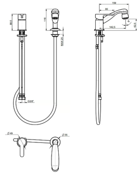 MOCCA 60056 - Single-lever hairdresser with pull-out shower by Rubinetterie Frattini - view 3